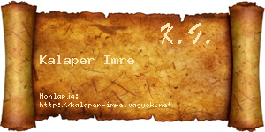 Kalaper Imre névjegykártya
